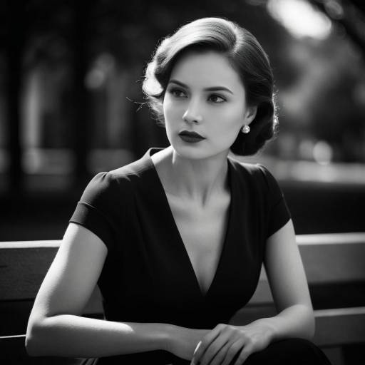 Elegant Woman in Timeless Film Noir Portrait