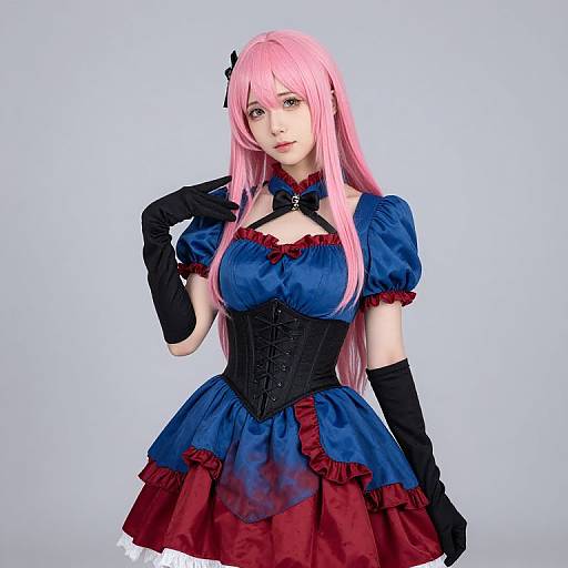 Girl with Pink Hair in Corset Dress