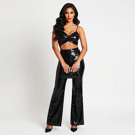 Glamorous Woman in Black Sequins