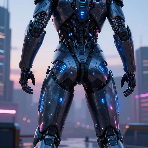 Futuristic Cybernetic Warrior in Dystopia