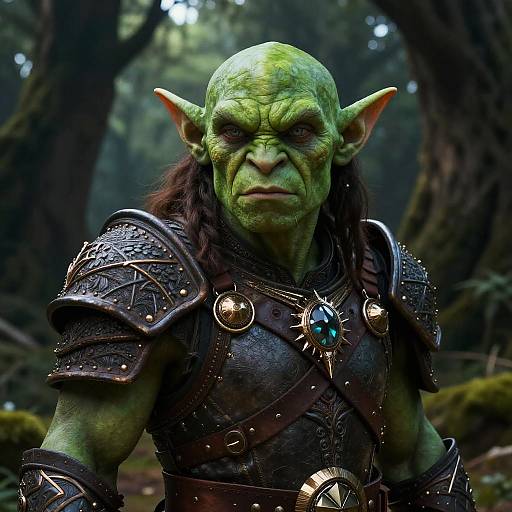 Handsome Goblin Portrait in Mystical Forest