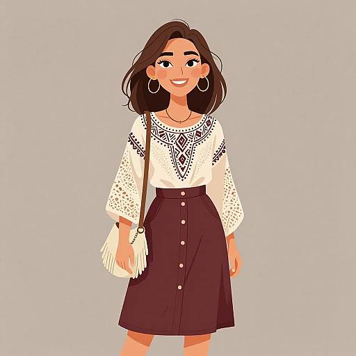 Bohemian Woman with Tribal Patterns