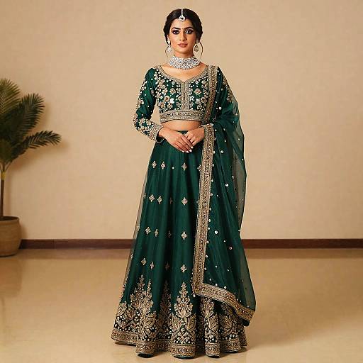 Woman in Green Shadi Wale Gown