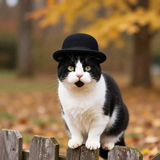 Whimsical Cat with Bowler Hat