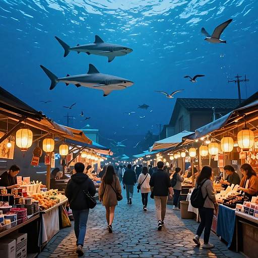 Underwater Vibrant Marketplace Scene