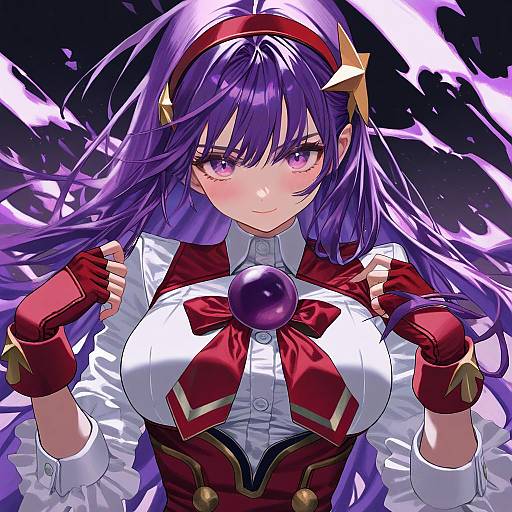 Illustration of Asamiya athena, the king of fighters in the style of Luicent