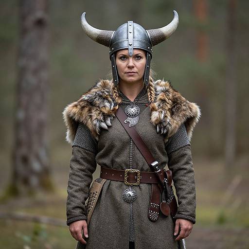 Confident Woman in Authentic Viking Attire