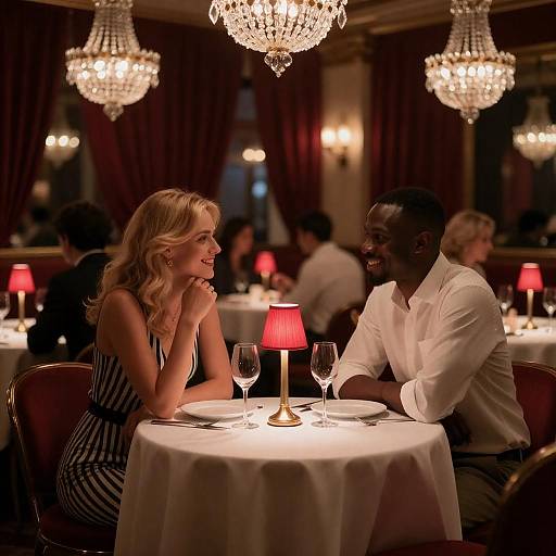 Elegant Restaurant Ambiance with Couple