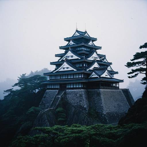 Japanese Castle at Dawn in Fog