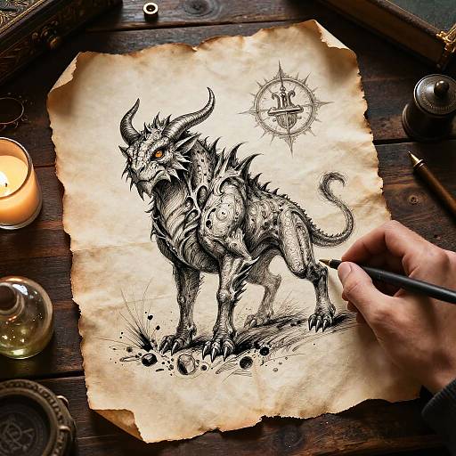 Fantasy Chimera Creature Sketch