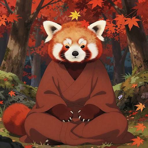 Elderly Red Panda Sage Meditation