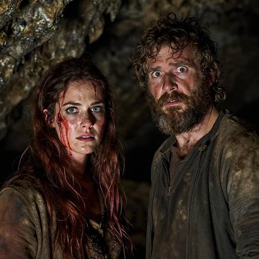 Distressed Couple in Dark Cave