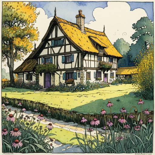 Charming Flemish Cottage in Autumn Meadow