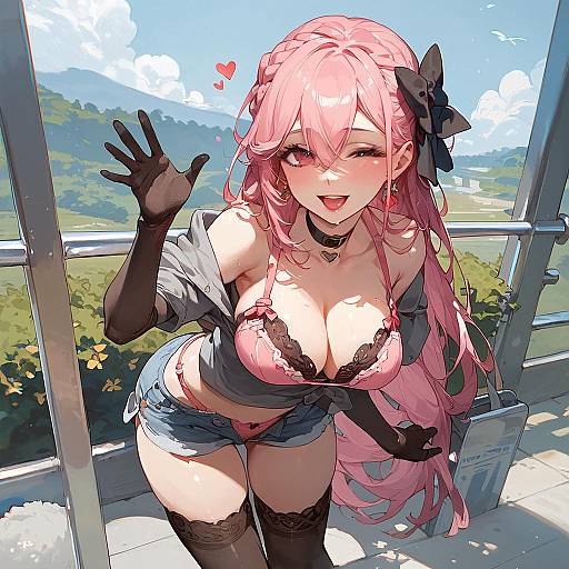 Anime Girl with Pink Hair and Accessories
