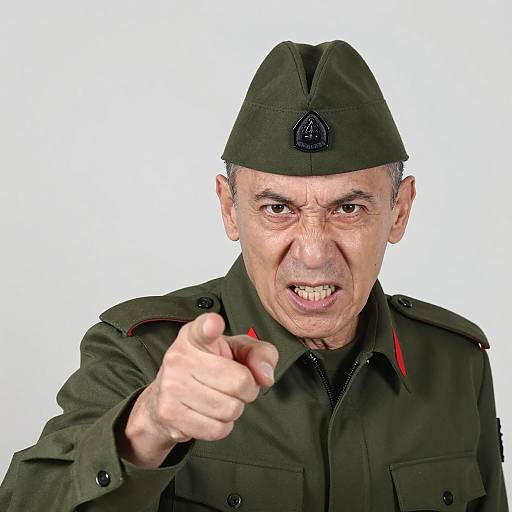 Intense Military Man with Strong Features