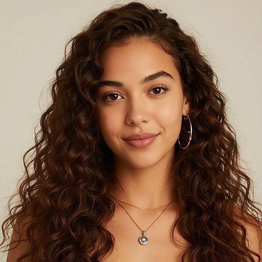 Realistic Portrait of Curly-Haired Goddess