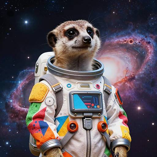 Meerkat in Vibrant Sci-Fi Spacesuit
