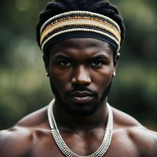 Portrait of African Male Warrior with Headband