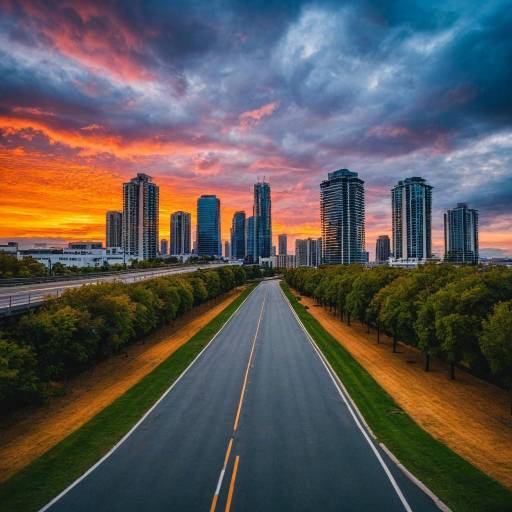 Serene Urban Sunset Landscape Without People