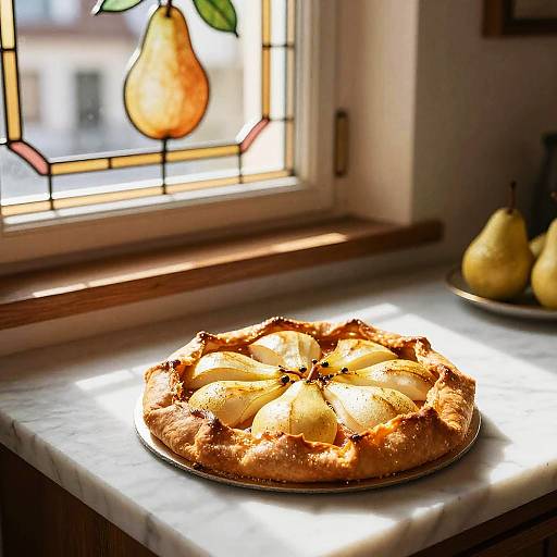 Sunlit Pear Galette in Swiss Bakery