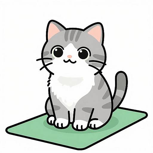 Cute Minimalist Grey Tabby Illustration