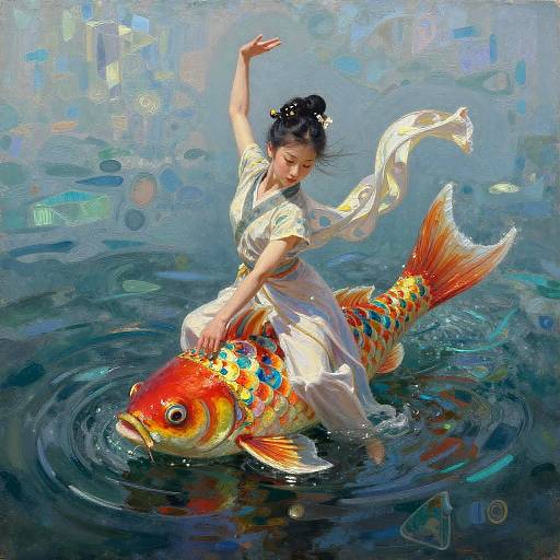 Graceful Dancer on Mythical Fish