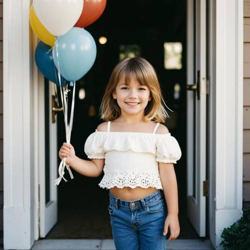 Smiling Toddler Girl Holding Balloons