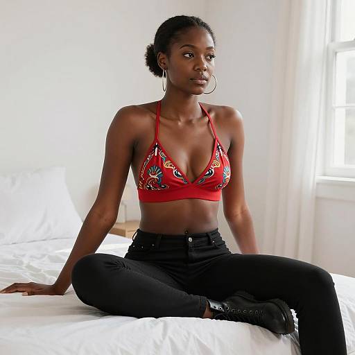 Elegant Slim Woman in Colorful Attire