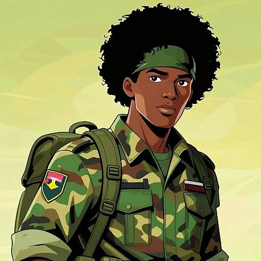 1980s Afro Soldier Vector Art