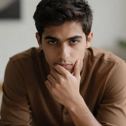 Dramatic Portrait of Focused Young Man