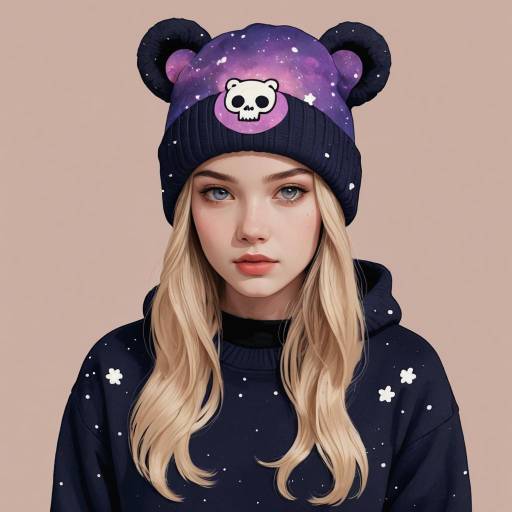 Galaxy-Inspired Young Woman in Beanie