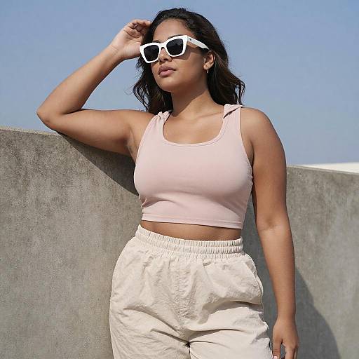 Curvy Woman in Casual Urban Outfit