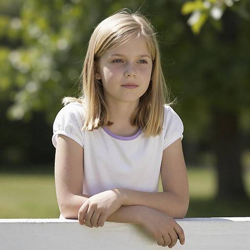 Young Girl by Wooden Fence in Nature