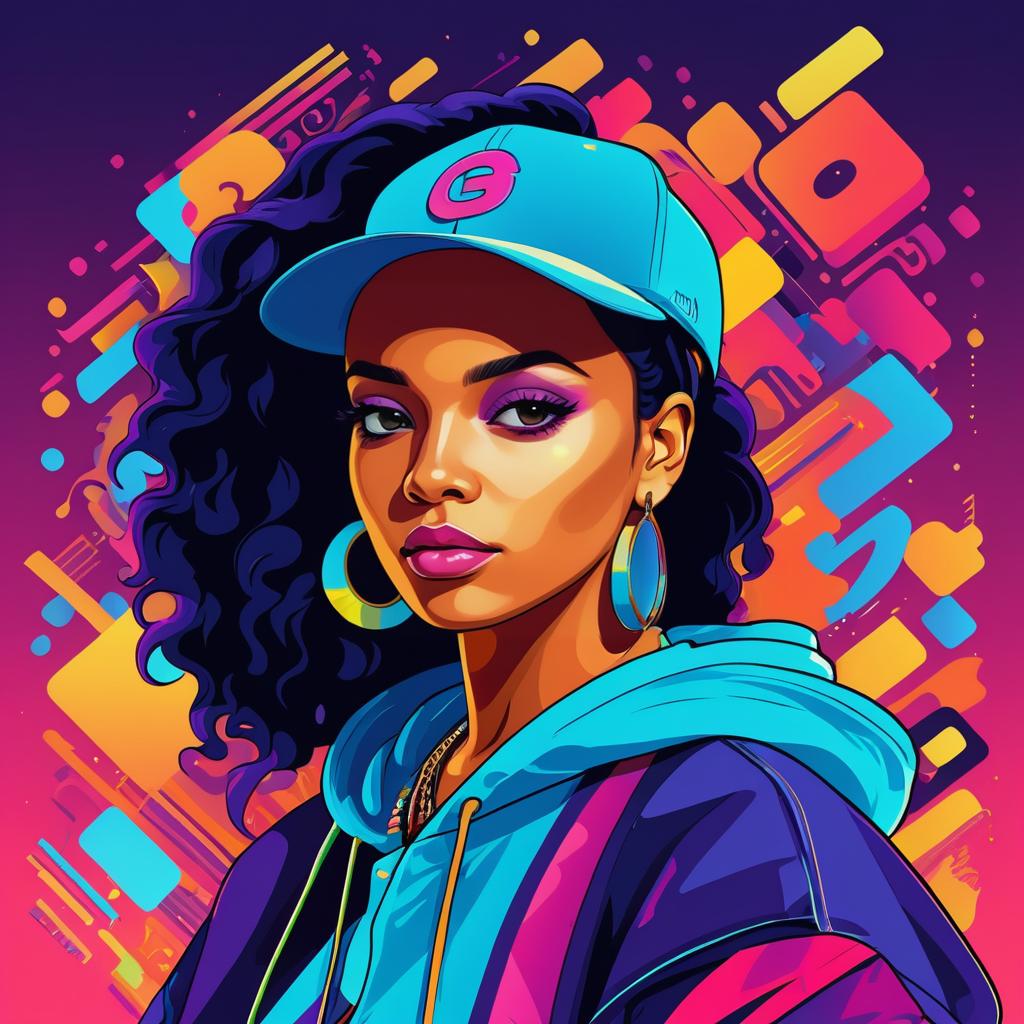 Vibrant Hip-Hop Female Character Illustration