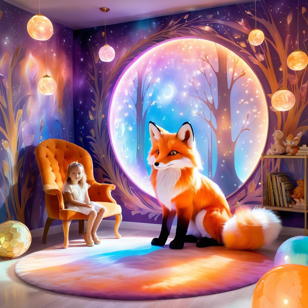 Ethereal Fox and Whimsical Child Scene