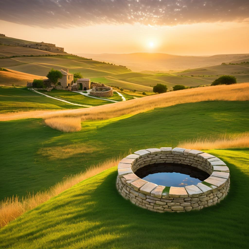 Sunset Glow Over Hilltop Well