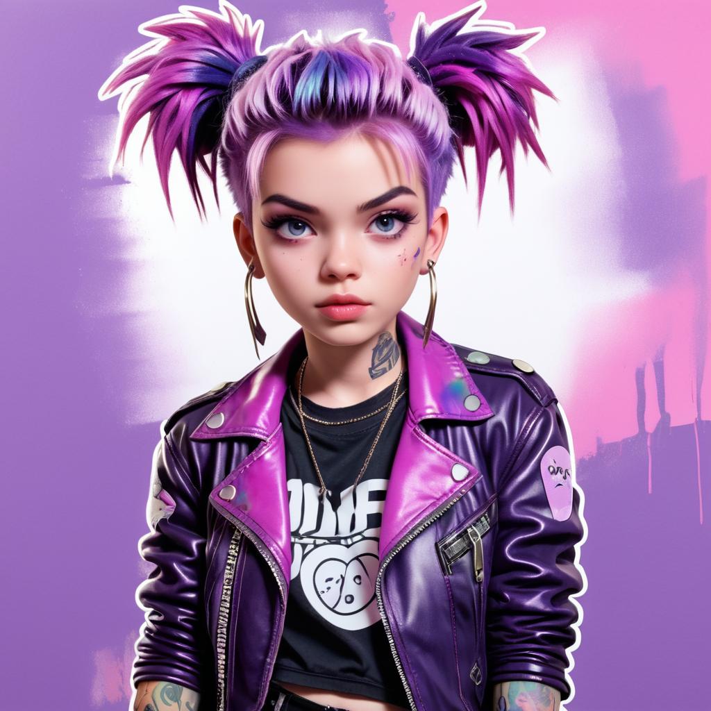 Punk Rock Teenage Girl in Pastel Style