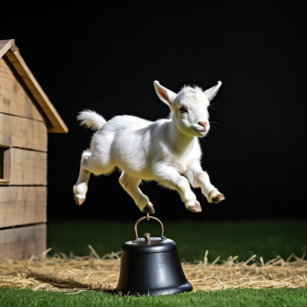 Playful Nigerian Dwarf Goat in Barn