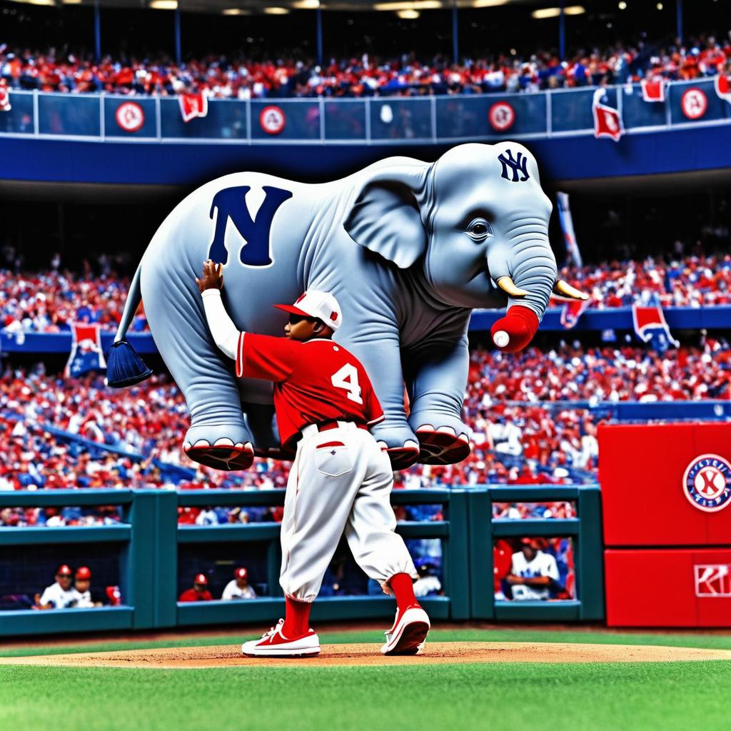 Elephant in Yankees Jersey at Baseball Game