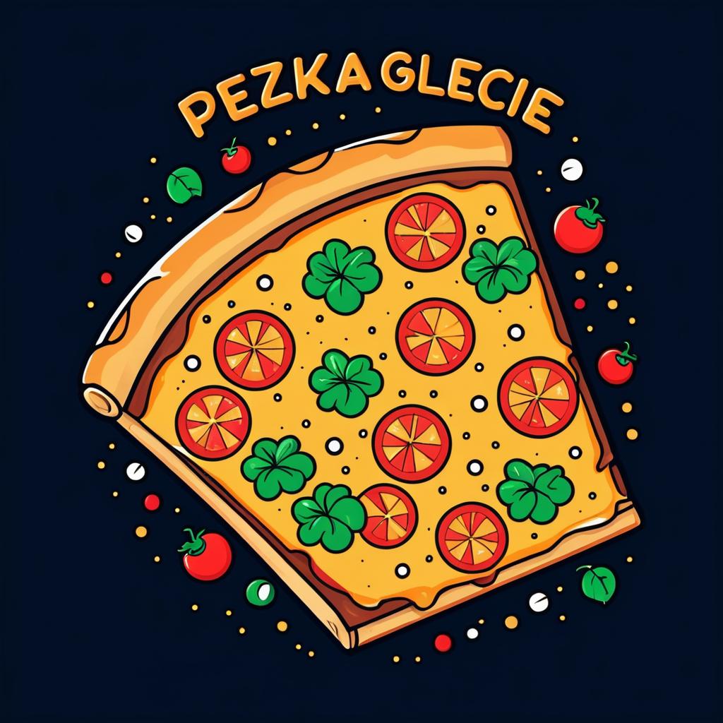 Vector Pizza Slice Cartoon for T-Shirt