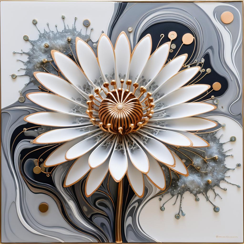 Abstract Mechanical Flower in O'Keeffe Style