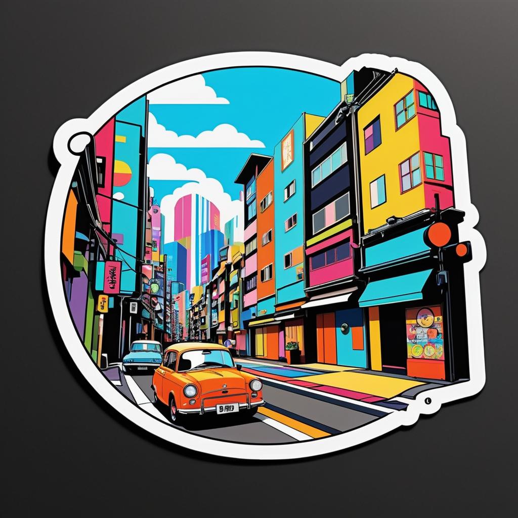 Joyful Retro Tokyo Street Photography Sticker