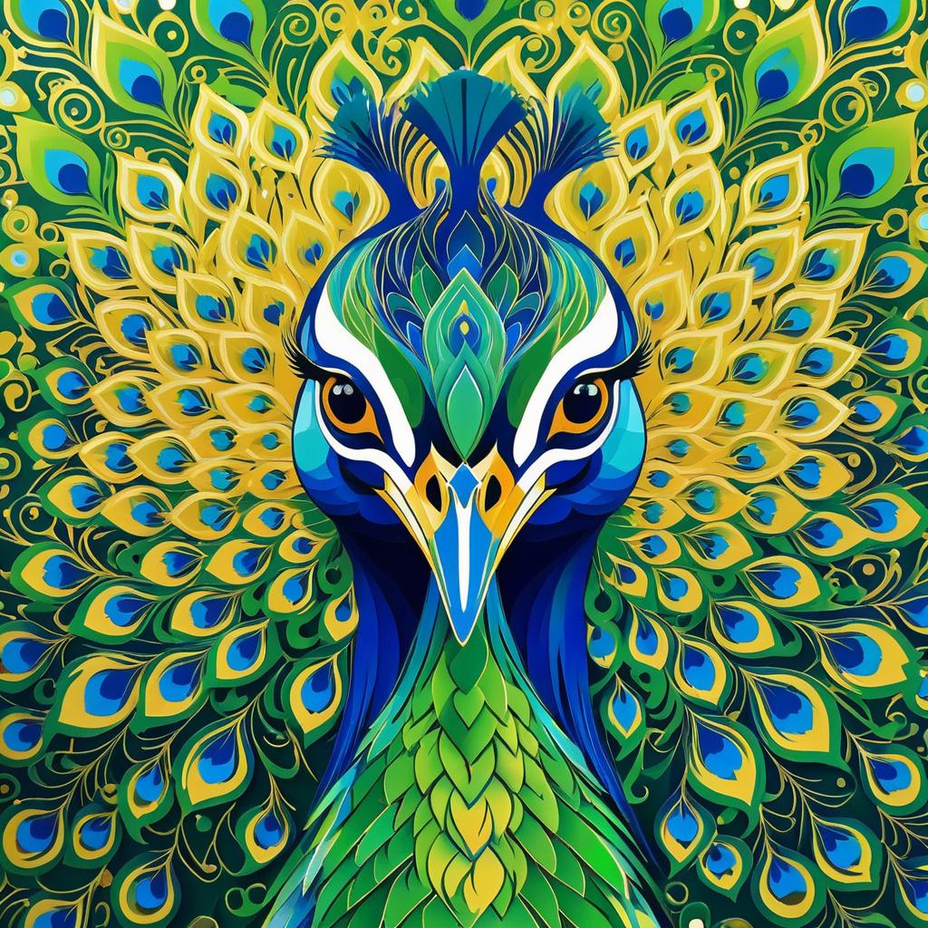 Vibrant Peacock Portrait in Jewel Tones