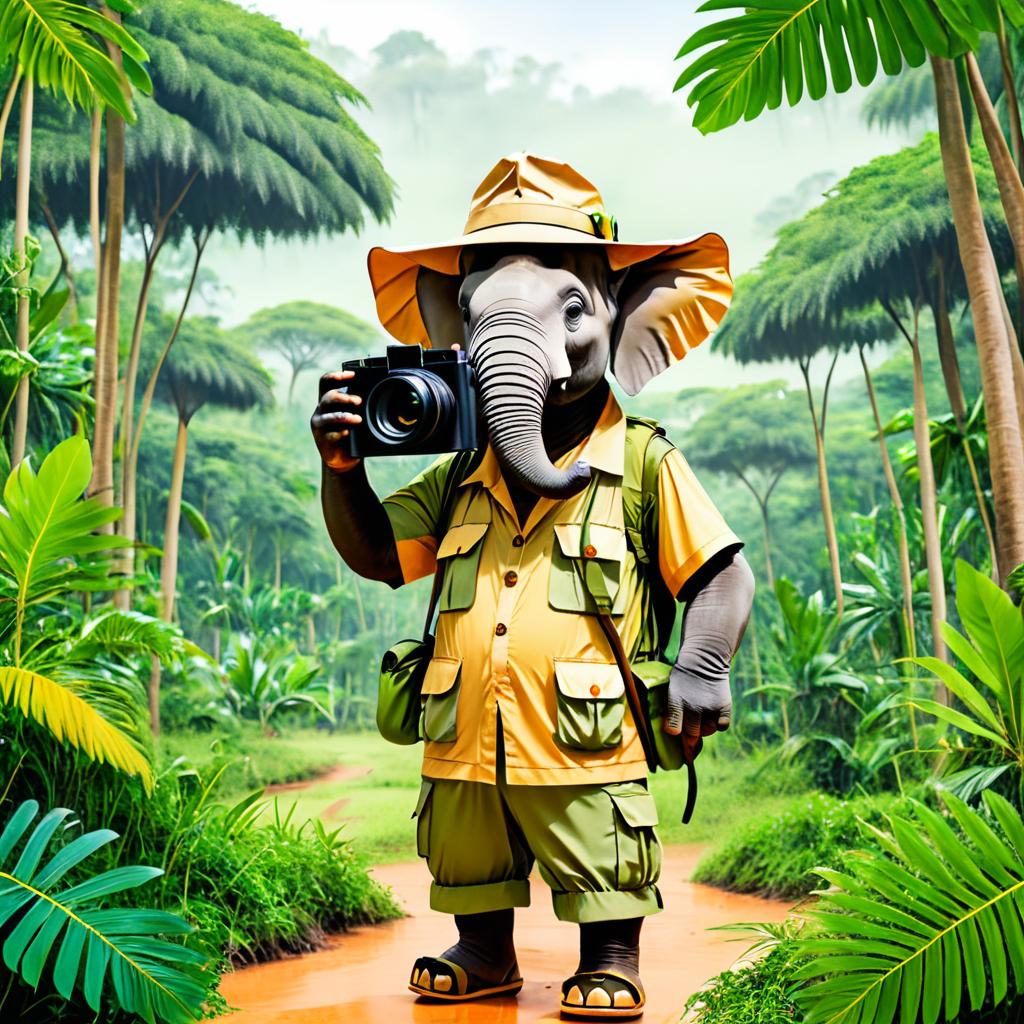 Humorous Elephant Safari Adventure Illustration