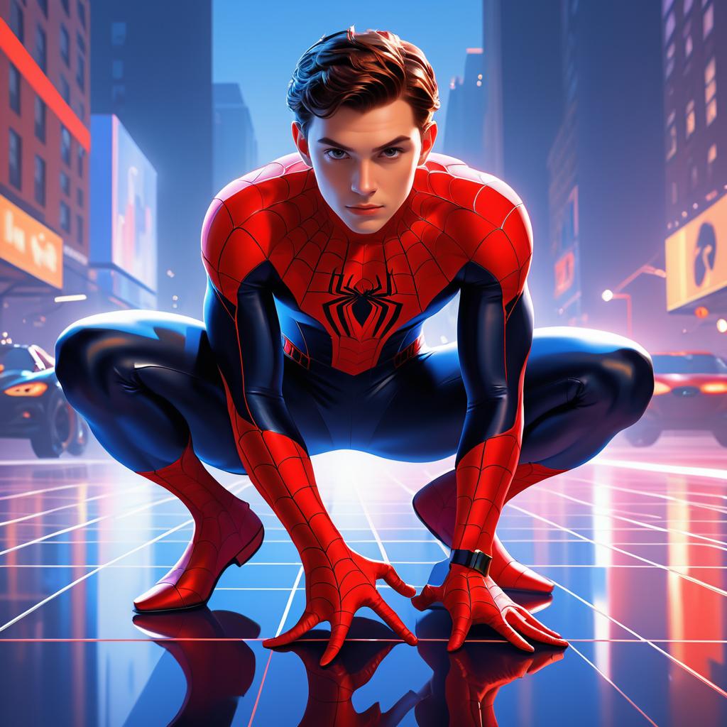 Elegant Digital Portrait of Tom Holland Spider-Man