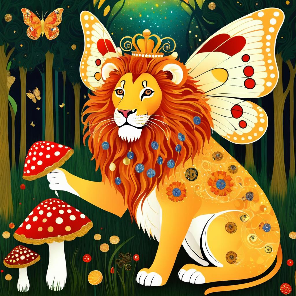 Surreal Lion with Butterfly Wings Artwork