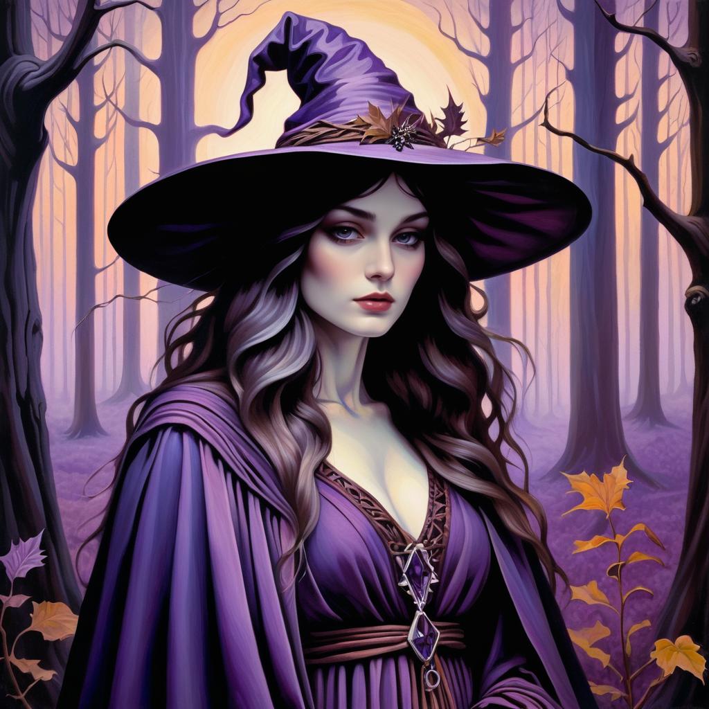 Mystical Bohemian Forest Witch Artwork