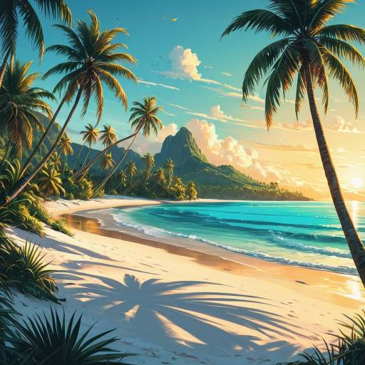 Ethereal Tropical Island at Sunset