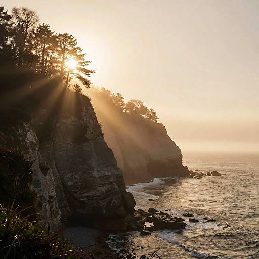 Peaceful Coastal Cliffs with Fog
