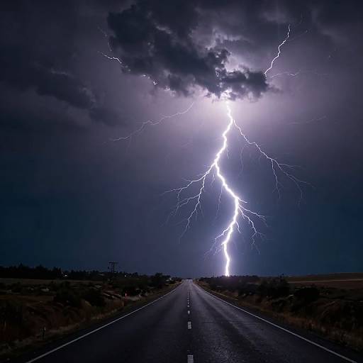 Fierce Lightning Over Desolate Road